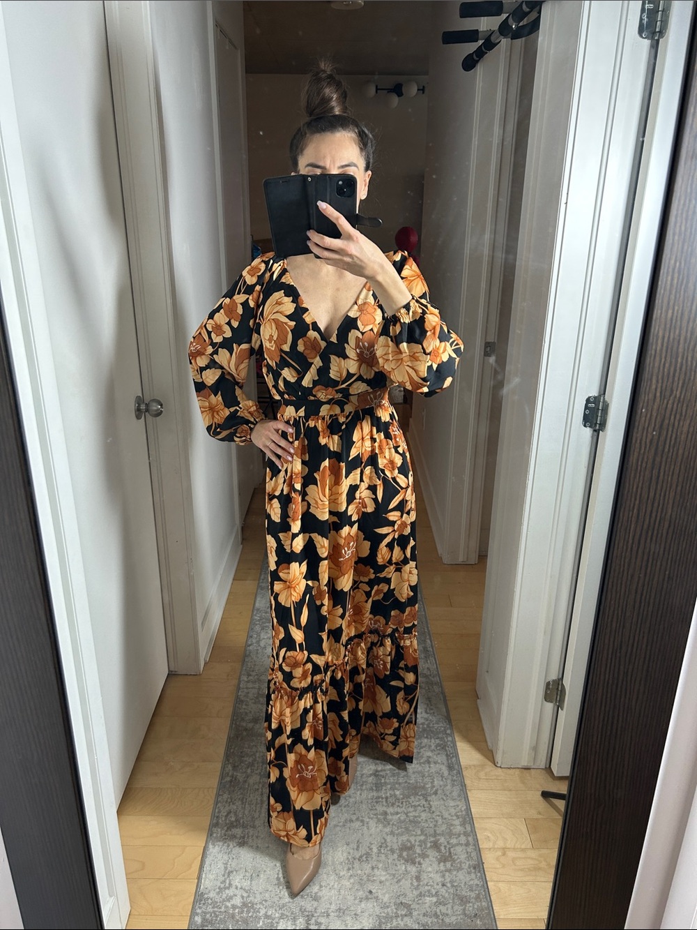 Express Floral Maxi Dress Long Sleeve Flowy Dress